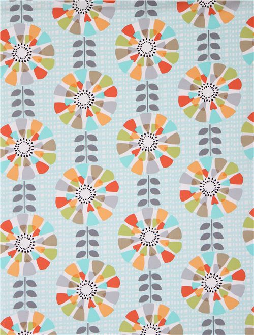 aqua blue Michael Miller flower fabric Petal Pinwheels 2