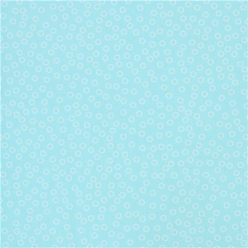 aqua blue Robert Kaufman small white ring circle fabric Fabric by ...