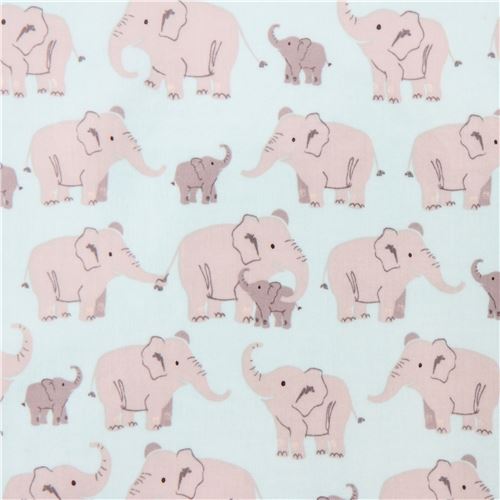 aqua cute grey elephant laminate fabric by Robert Kaufman USA Fabric by