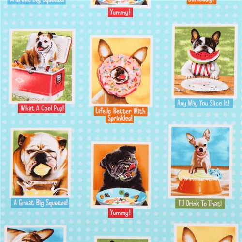 aqua dog food tissu srie animaux Robert Kaufman Eat Drink And Be Funny 1