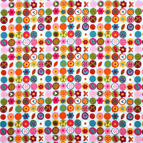 aqua flower circle fabric Flamingo Fling Northcott Studio 2