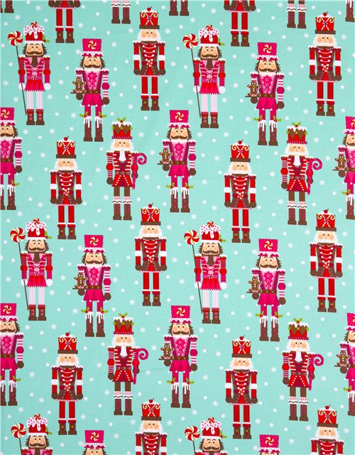 aqua nutcracker Christmas fabric by Michael Miller 4