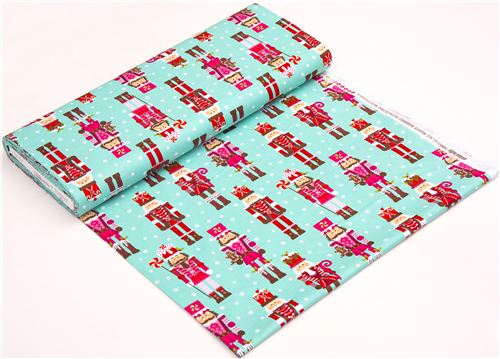aqua nutcracker Christmas fabric by Michael Miller 5