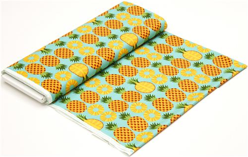 aqua pineapple fruit fabric Timeless Treasures from the USA 3