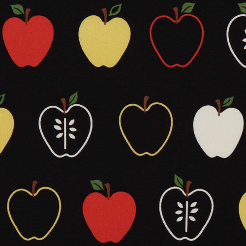 beautiful black apples fabric red-yellow Robert Kaufman 1