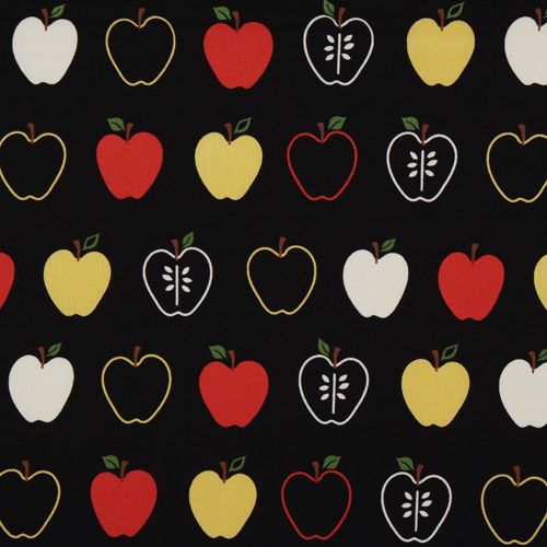beautiful black apples fabric red-yellow Robert Kaufman 2