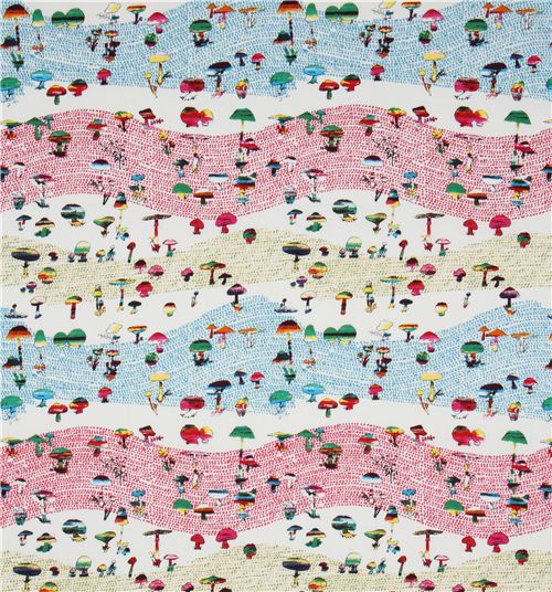 beautiful designer fabric colourful mushrooms Japan 2