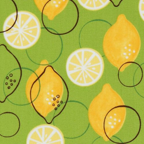 Bel tessuto verde con limoni, di Robert Kaufman Tessuto