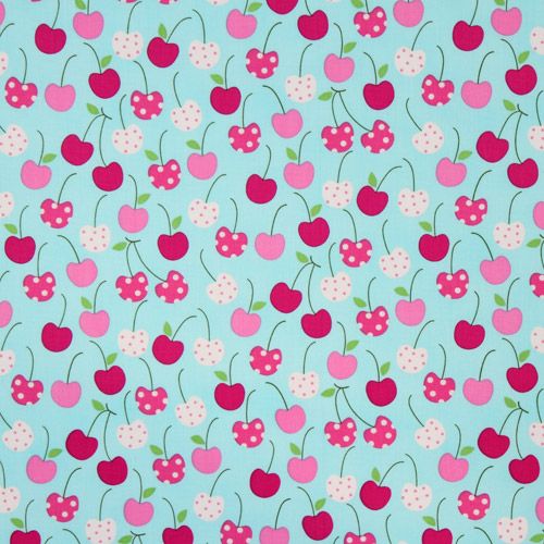 beautiful light blue cherry fabric Robert Kaufman Fabric by Robert ...