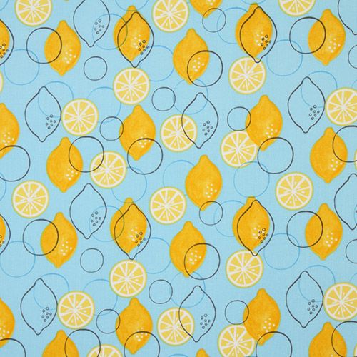 beautiful light blue lemon fabric Robert Kaufman Fabric by Robert ...