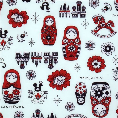 beautiful matryoshka dolls Kokka fabric Japan babushka 1