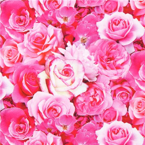 beautiful pink rose flowers digital print fabric by Elizabeth's Studio