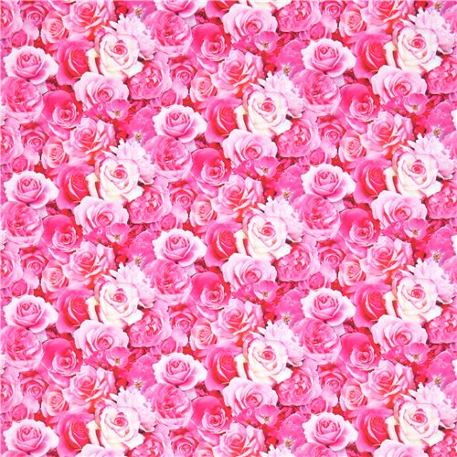 beautiful pink rose flowers digital print fabric by Elizabeth's Studio ...