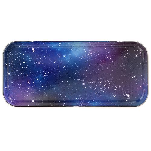 beautiful space themed pencil case tin case with sticker  