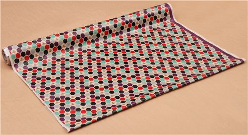bee echino Canvas laminate fabric black red honeycomb 3