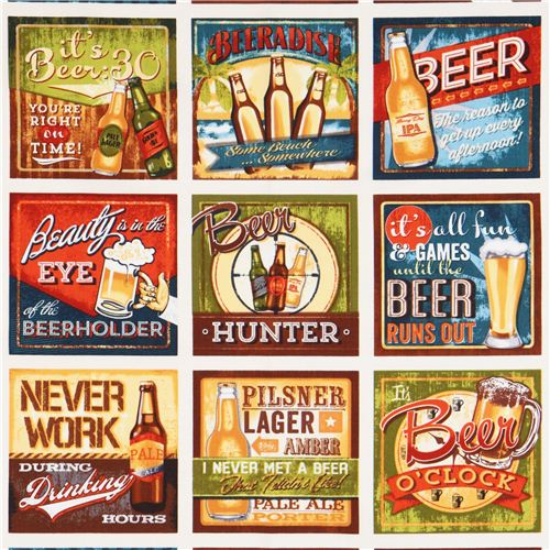 beer ad drink Cheater fabric Cheers Robert Kaufman Fabric by Robert