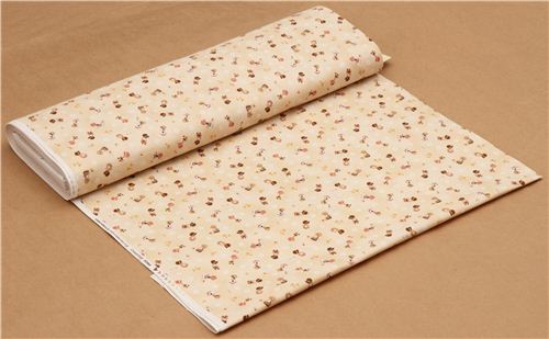 beiger Cosmo Kinder Stoff mit kleinen M�dchen aus Japan 3