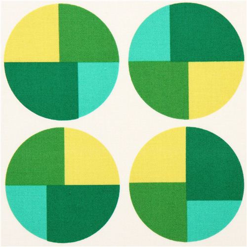 beige Geo Pop green circle canvas fabric Robert Kaufman USA 4
