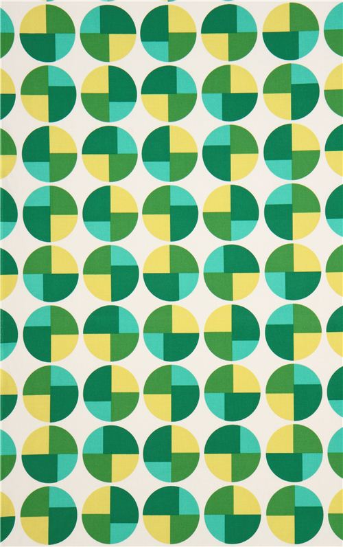 beige Geo Pop green circle canvas fabric Robert Kaufman USA 5