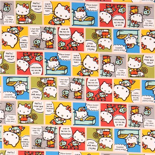 beige Hello Kitty cute colorful comic manga story oxford fabric 3