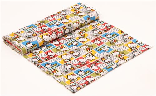 beige Hello Kitty cute colorful comic manga story oxford fabric 4