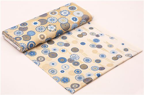 beige Japanese flower Asia fabric Robert Kaufman Satsuki 5