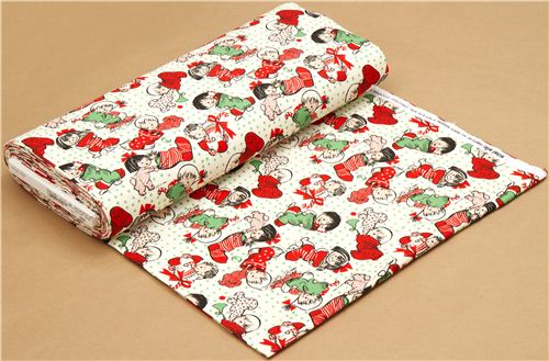beige Michael Miller flannel fabric Christmas child stocking 3