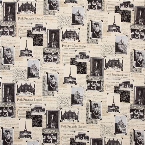 beige Paris in spring Vintage fabric Timeless Treasures Fabric by ...
