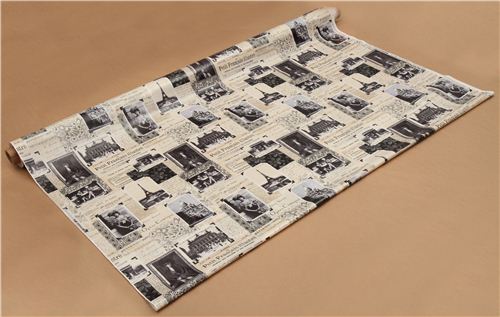 beige Paris in spring laminate fabric Timeless Treasures 3