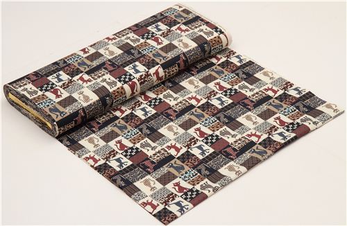 beige Patchwork cat animal fabric by Alexander Henry 3