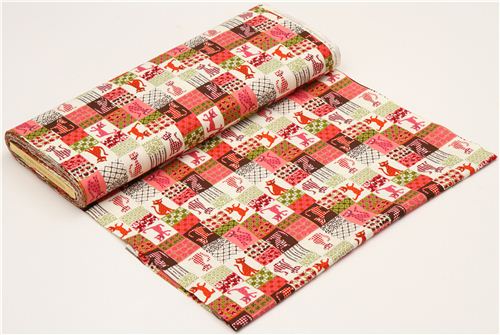beige Patchwork cat animal fabric by Alexander Henry pink 3