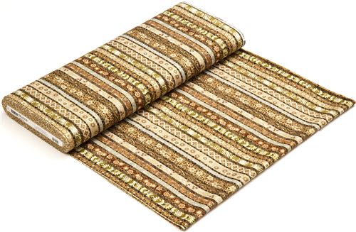 beiger Robert Kaufman Stoff mit Blumen & Gold USA 4