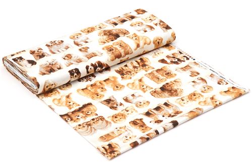 beige Robert Kaufman puppy dog fabric Whiskers and Tails 5