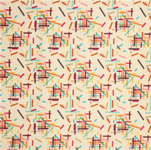 beige Timeless Treasures fabric colourful Washi tape  2