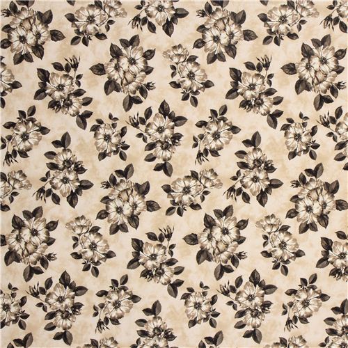 beige Vintage flower  fabric by Timeless Treasures 2
