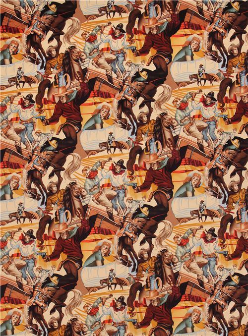 beige Western cowboy retro Alexander Henry fabric USA 2