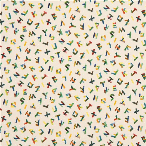 beige alphabet tape fabric by Kokka from Japan 2