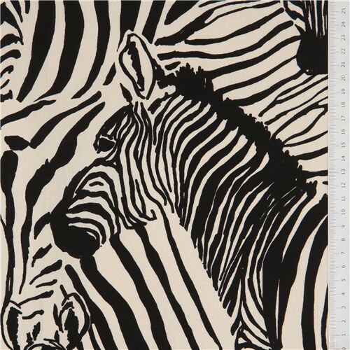 Remnant (14 x 112 cm) - beige and black zebra fabric by Alexander Henry ...