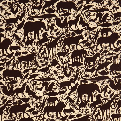 beige animal fabric with brown animals Alexander Henry USA 2