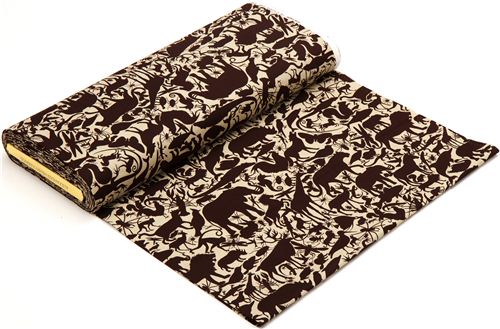 beige animal fabric with brown animals Alexander Henry USA 3