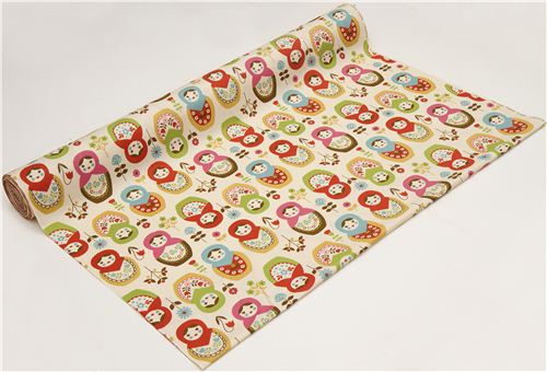 beiger grosse Matroschka Puppen Kokka Stoff Babuschka 3