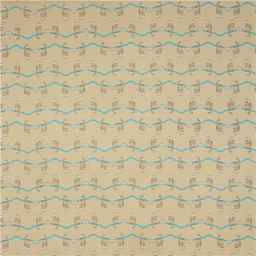 beige-brauner Eulen Canvas Tier Stoff von Kokka 2