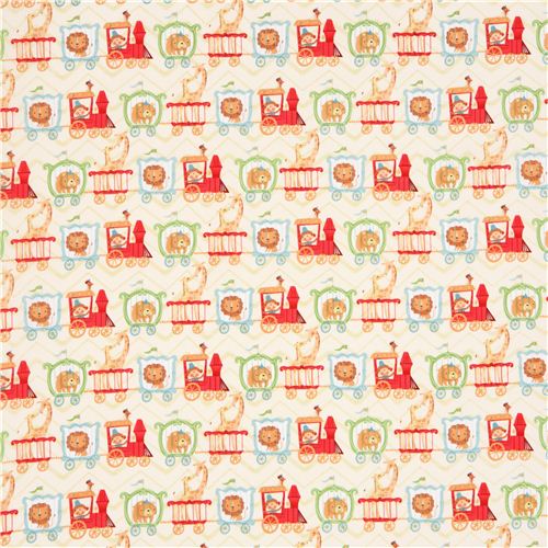 beiger Zirkus Zug Tier Stoff USA Circus Train L�we Giraffe 2