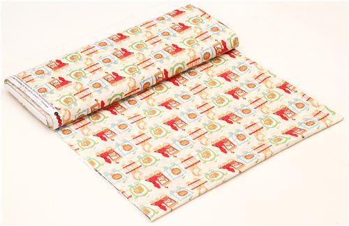 beiger Zirkus Zug Tier Stoff USA Circus Train L�we Giraffe 3