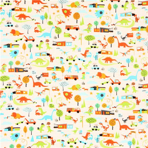 beige dinosaur fabric Timeless Treasures USA 2