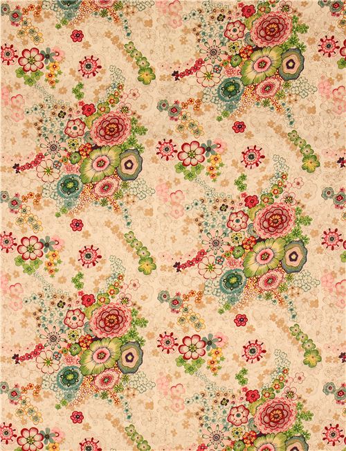 beige flower fabric Sienna by Alexander Henry 2
