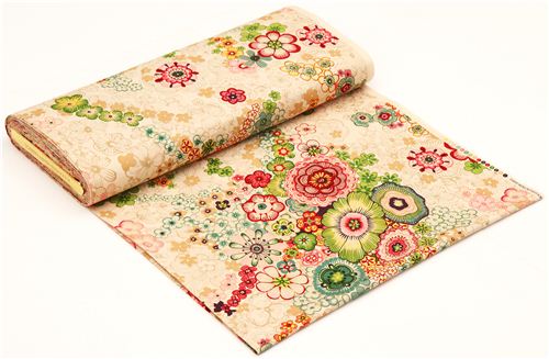 beige flower fabric Sienna by Alexander Henry 3