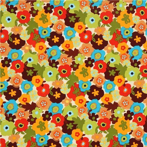 beiger Blumen Stoff von Robert Kaufman aus den USA 2