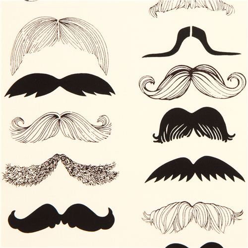 beige mustache fabric by Alexander Henry from the USA Fabric