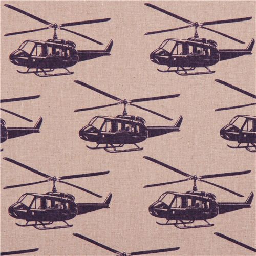 beige ni-co helicopter echino laminate fabric from Japan Fabric by ...